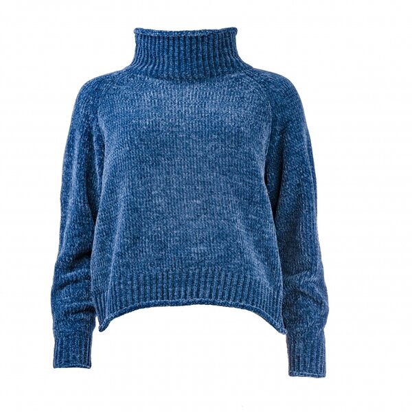 NED Chaniya LS Chenile sweater met col - Medival Blue 23W1-U145-04