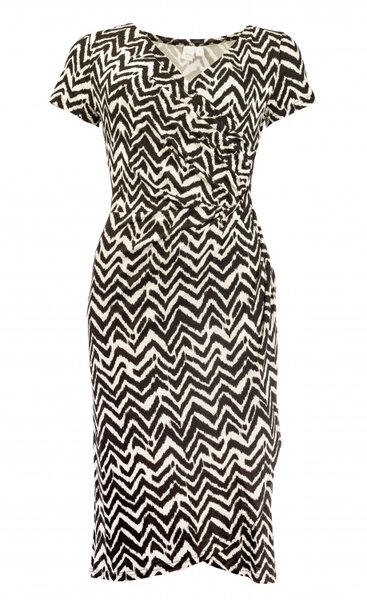 NED Jurk Janet Long SS Black Chevron Tricot- 24S4-