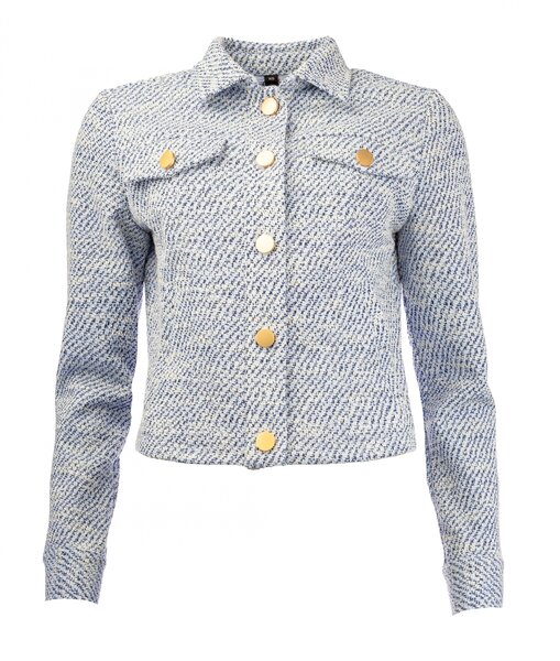 NED Galium jacket LS-RMJ Brunnera Blue Tweed Sparkle Jacquard 